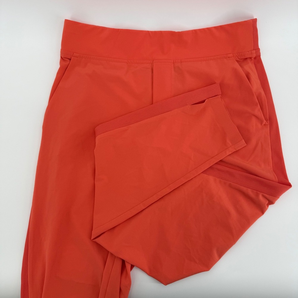Athleta Brooklyn Ankle Pant Womens 0 Orange Red Ribbed Side Travel Trousers